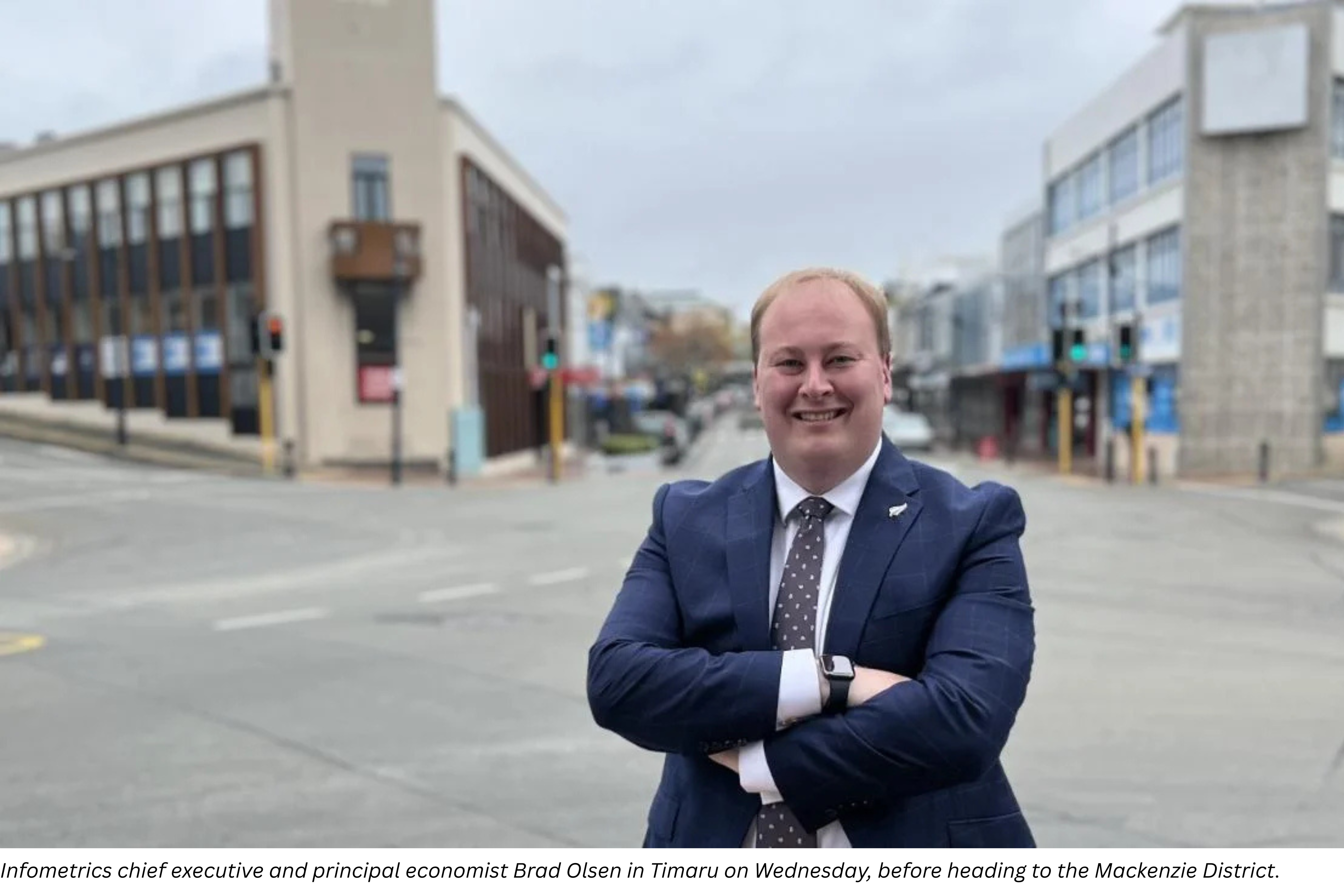 Infometrics chief executive and principal economist Brad Olsen in Timaru on Wednesday, before heading to the Mackenzie District.
