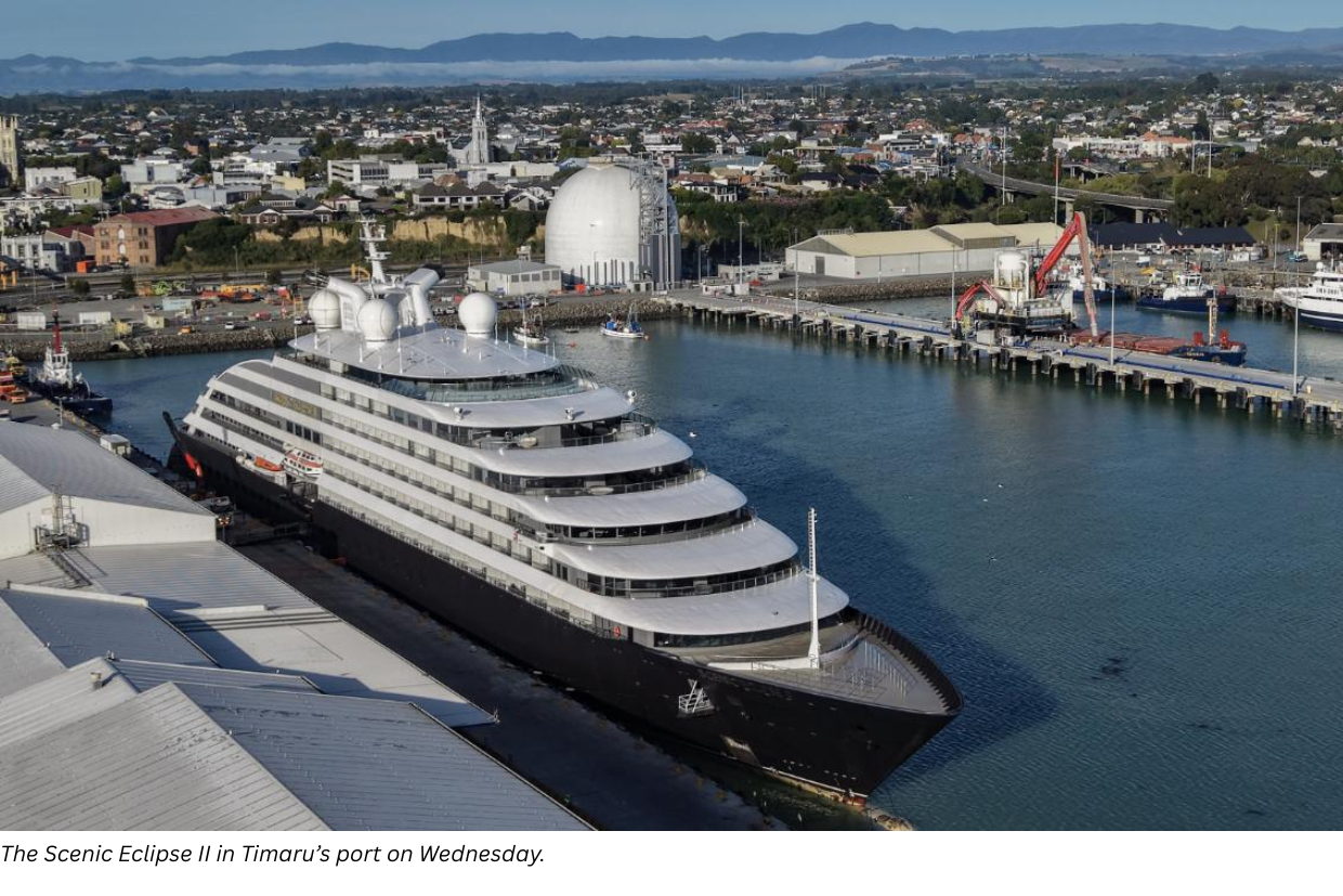 The Scenic Eclipse II in Timaru&rsquo;s port on Wednesday
